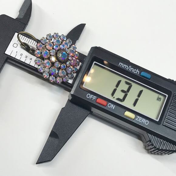 Liz Palacios Antiqued Brass AB Aurora Borealis Swarovski Crystal Earrings - Picture 5 of 12